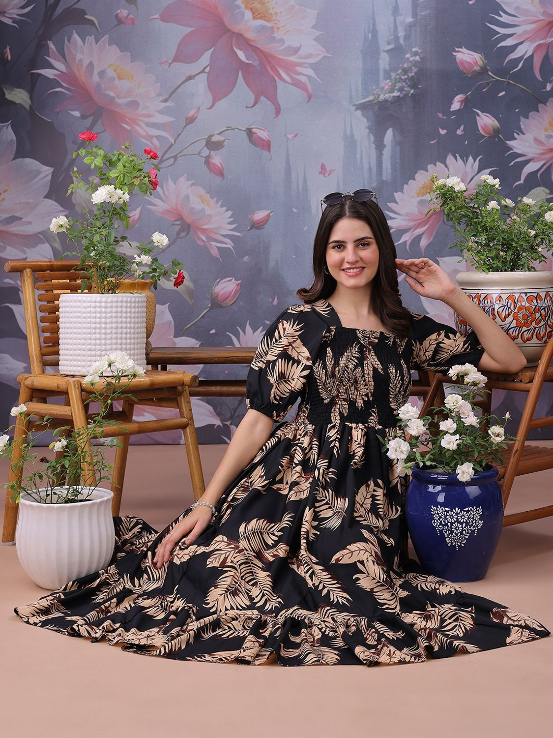 Image of Deklook Women Fit and Flare Black Maxi /Full Length Dress