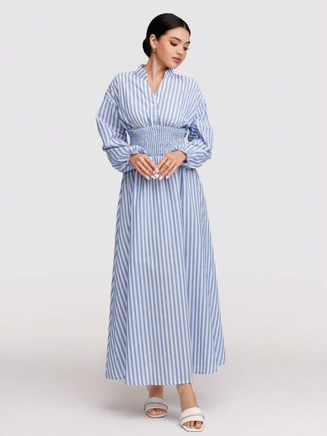 Image of Taraviya Women Maxi Blue Full Length Dress