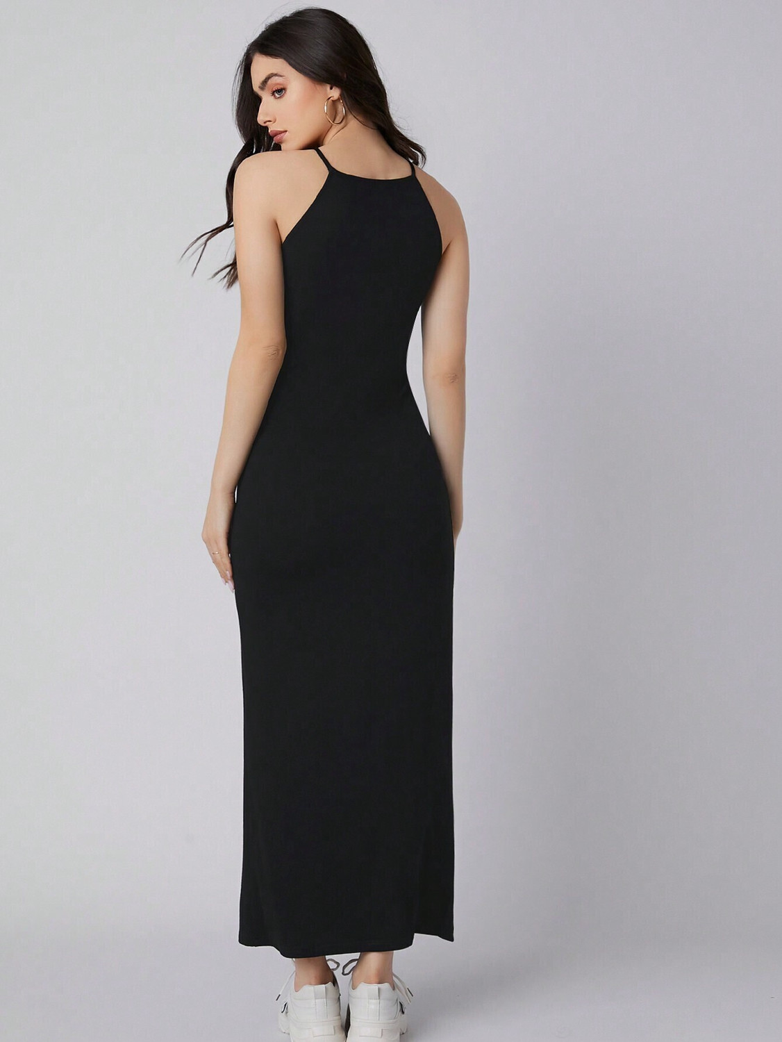 Image of Aahwan Women Bodycon Black Maxi /Full Length Dress