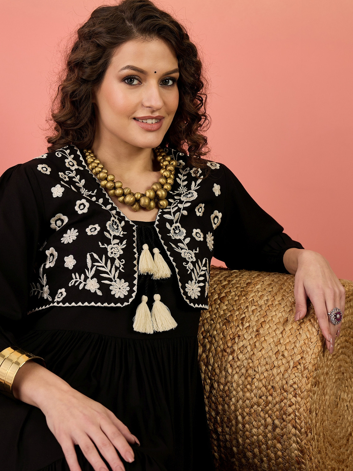 Image of Stylum Women Empire Waist Black Maxi /Full Length Dress