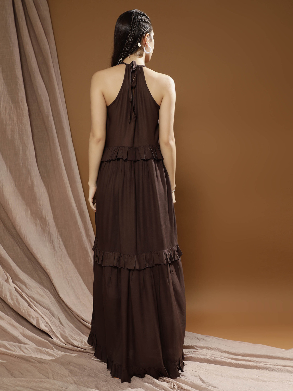 Image of ATHENA Women Maxi Brown Full Length Dress