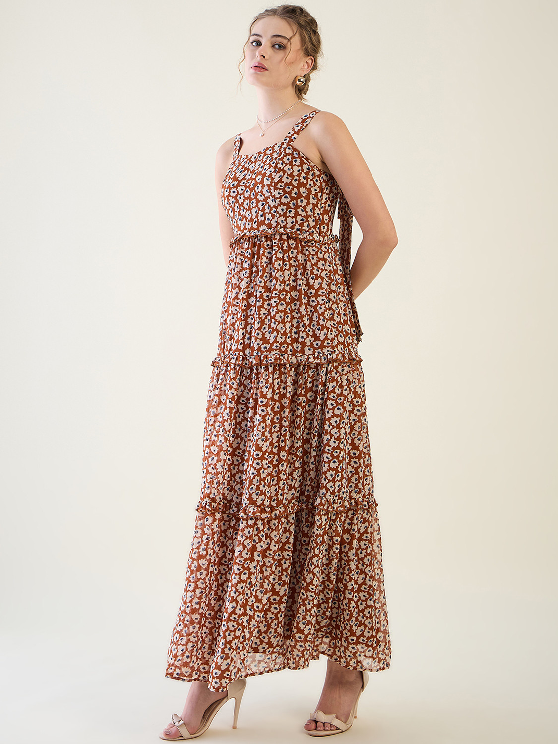 Image of AAYU Women Maxi Brown Full Length Dress