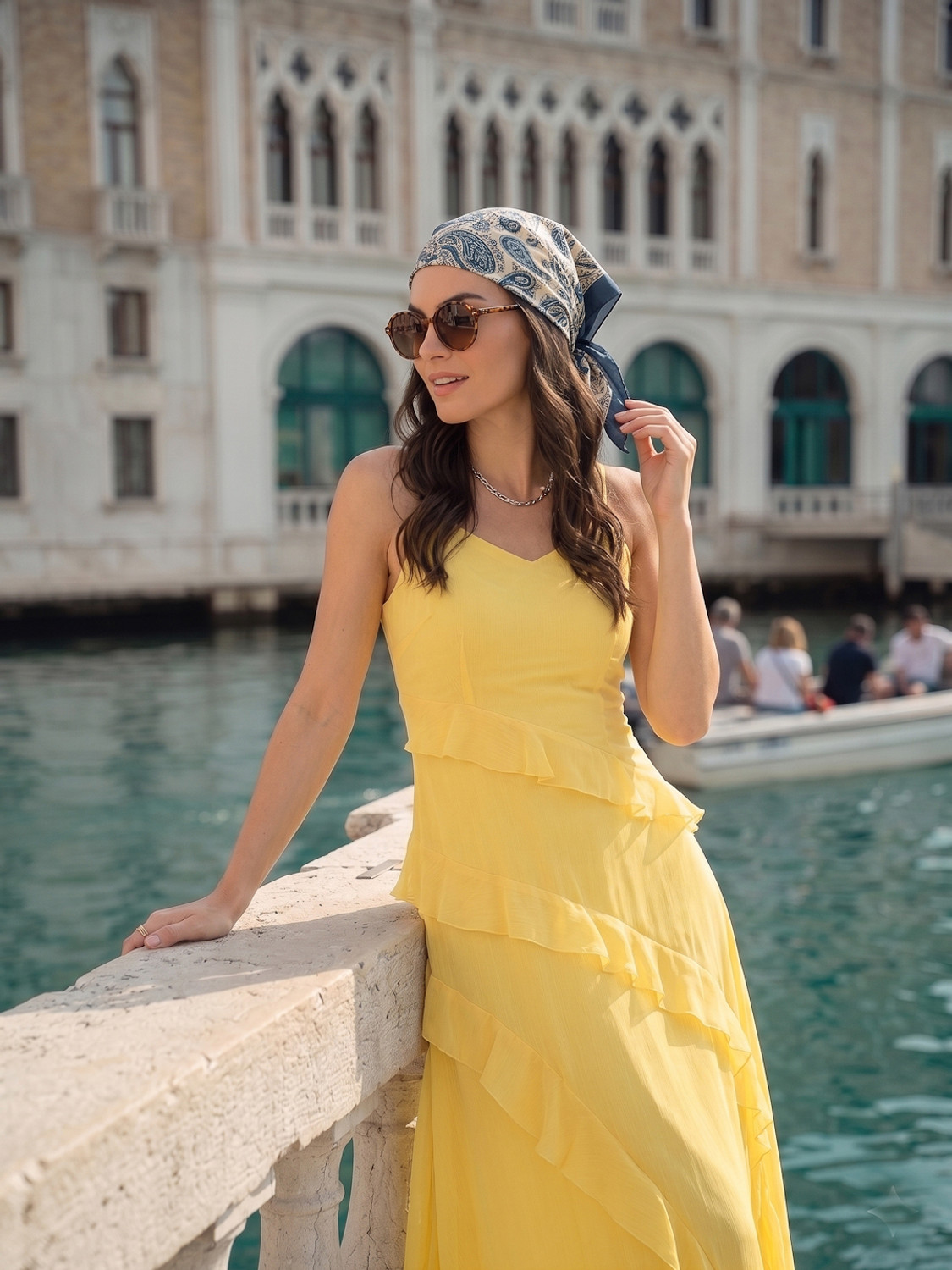 Image of AAYU Women Layered Yellow Maxi /Full Length Dress
