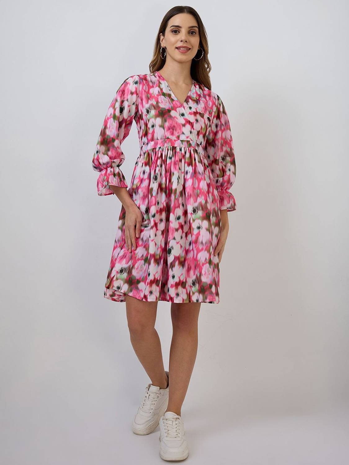 AmarAsha Women Fit and Flare Pink Knee Length Dress