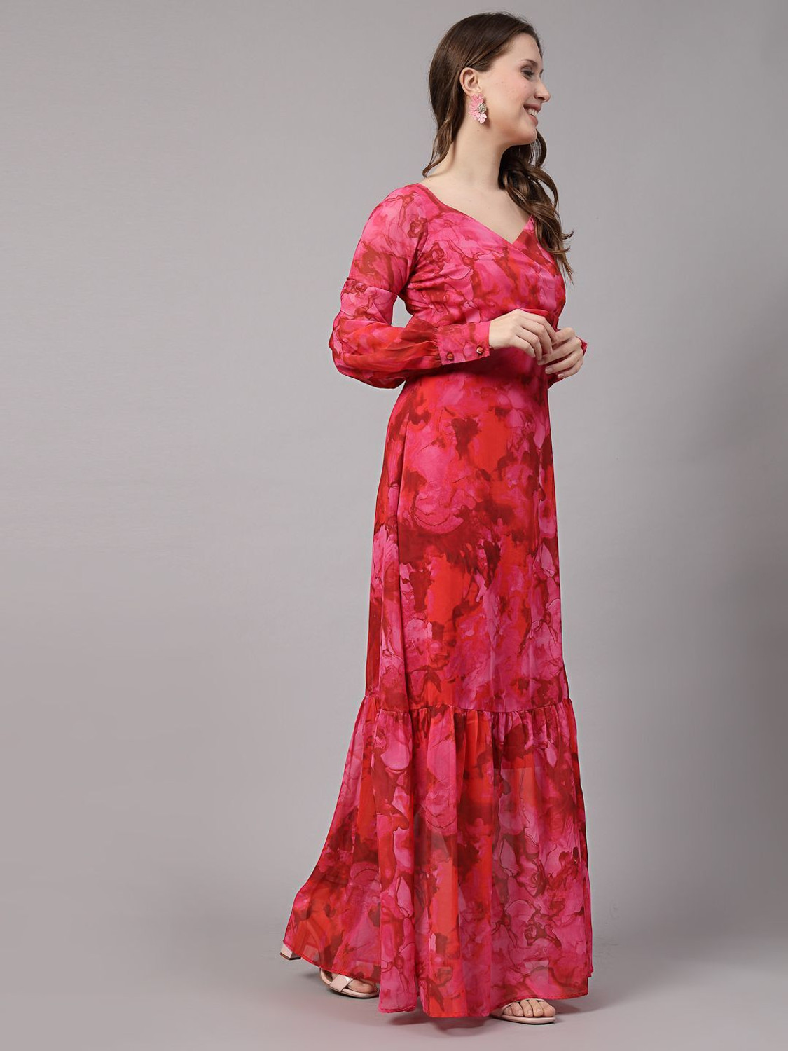 Image of METRONAUT Women Maxi Red Full Length Dress