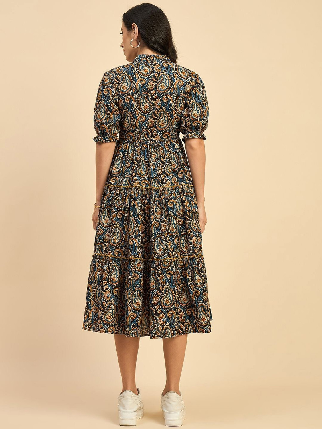Image of Krunal Raiyani Women Fit and Flare Yellow Below Knee Dress