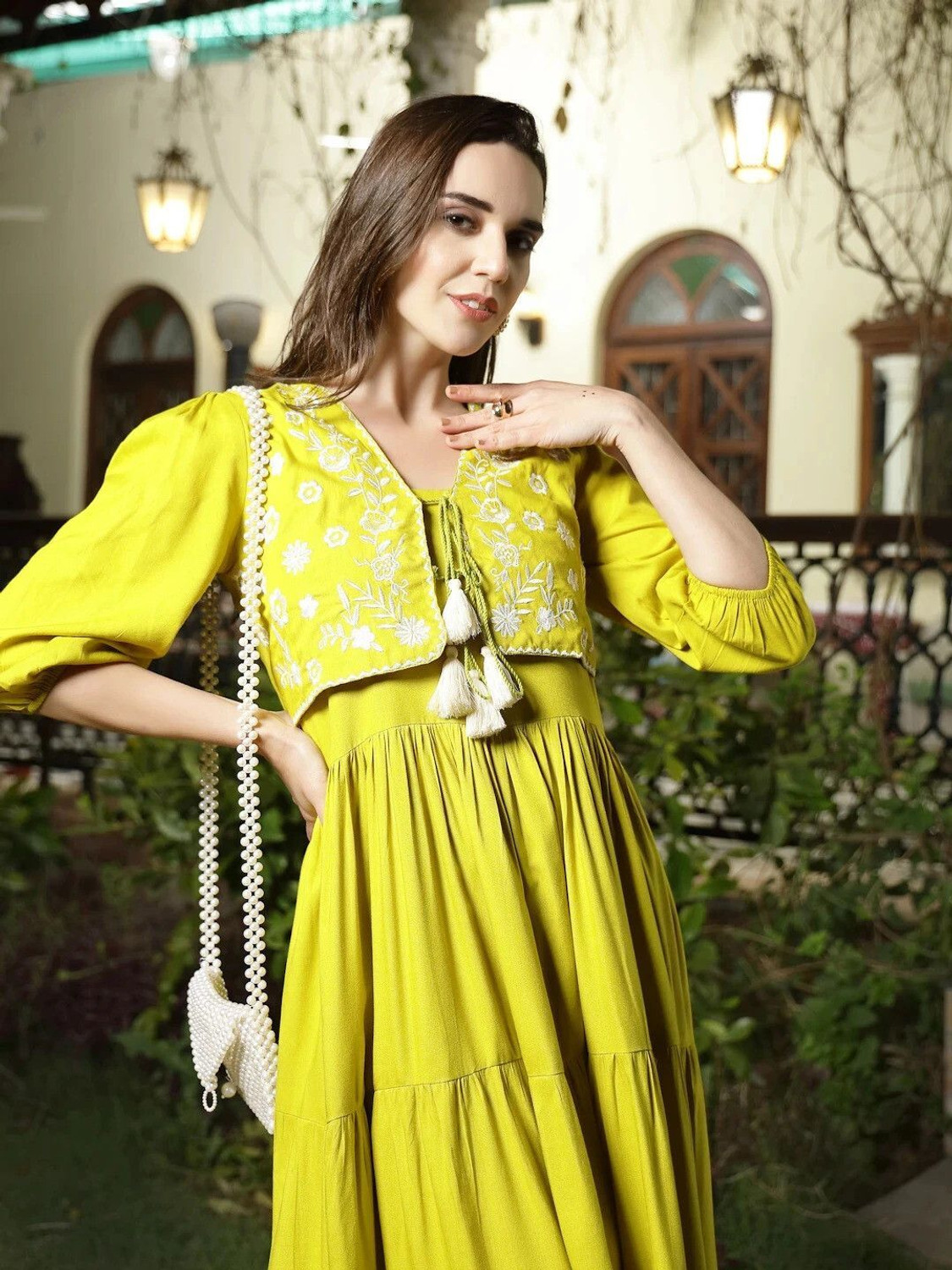 Image of Stylum Women Empire Waist Light Green Maxi /Full Length Dress