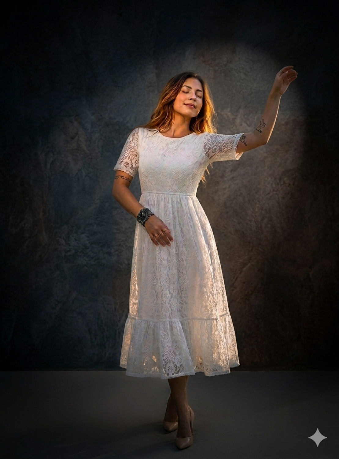 Image of dhyan fashion Women Fit and Flare White Maxi /Full Length Dress