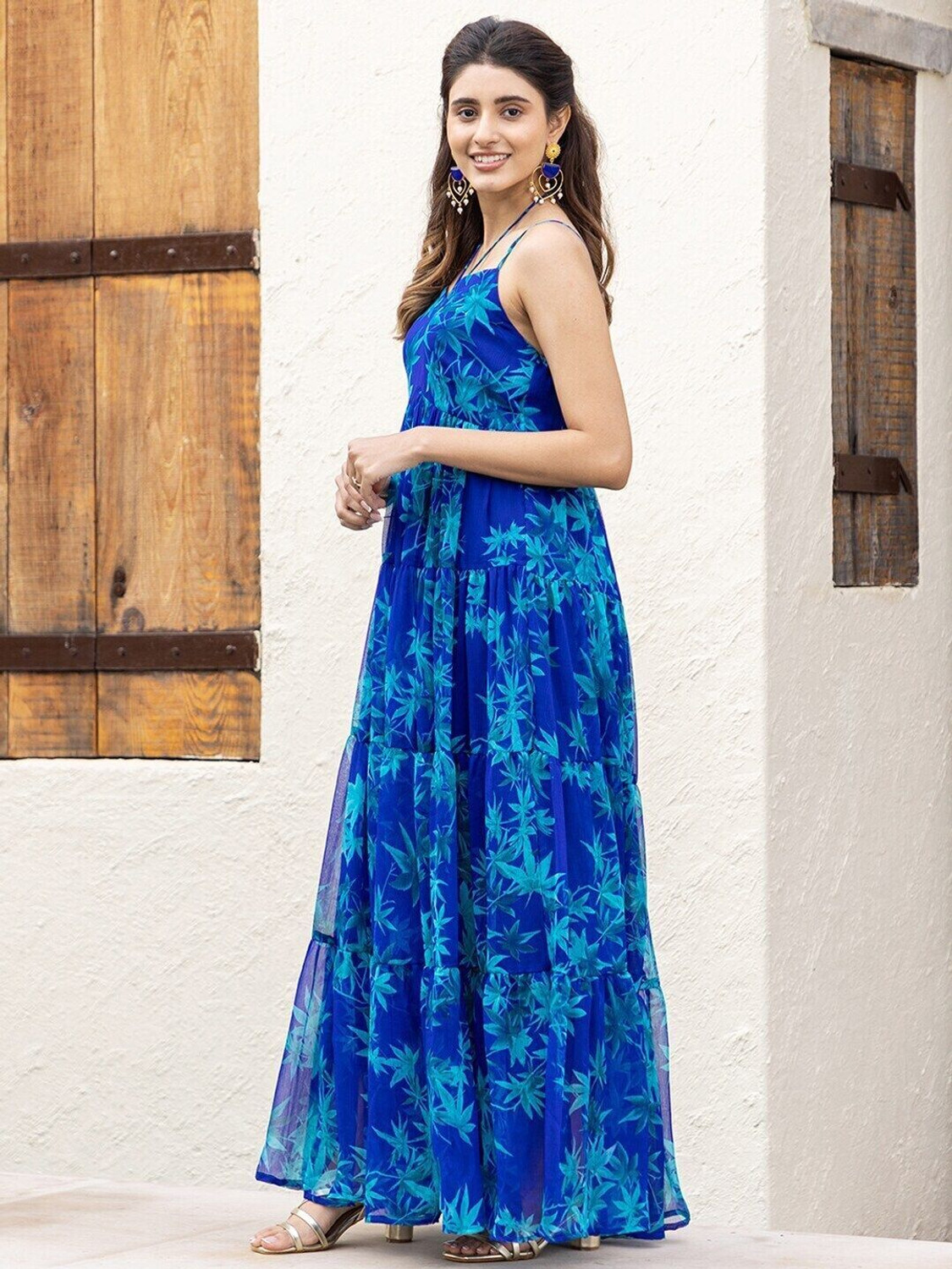 Image of Estela Women Maxi Blue Full Length Dress