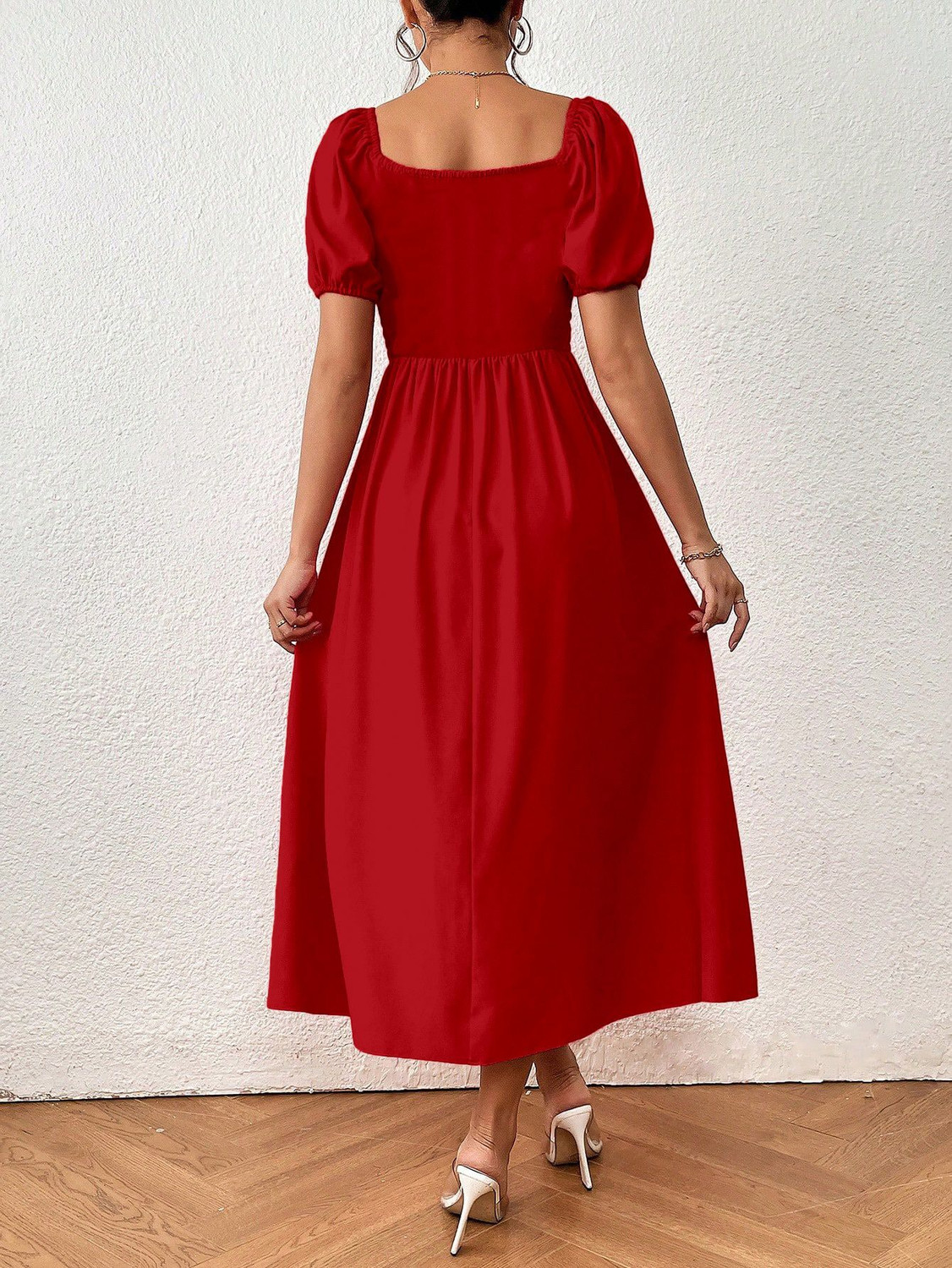Image of Aahwan Women A-line Maroon Midi /Calf Length Dress