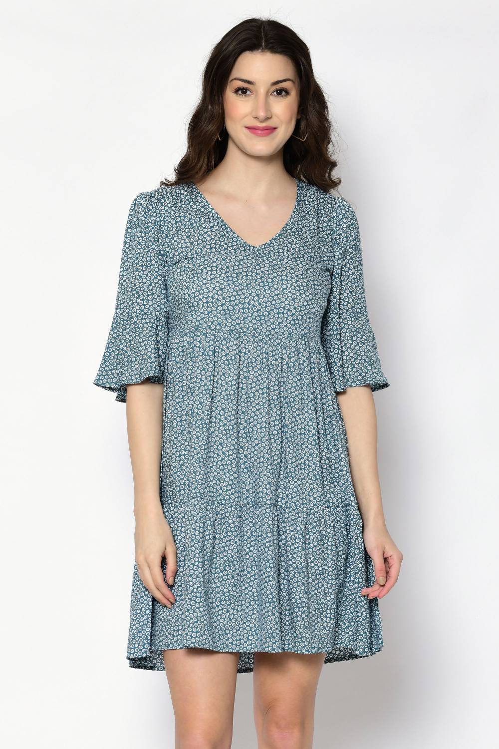 ADRIANA Women A-line Light Blue Above Knee/Mid Thigh Length Dress