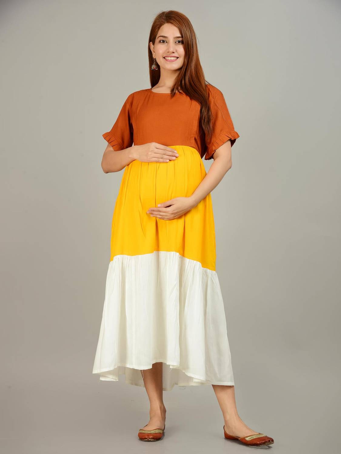 amaya creative center Women A-line Multicolor Midi/Calf Length Dress