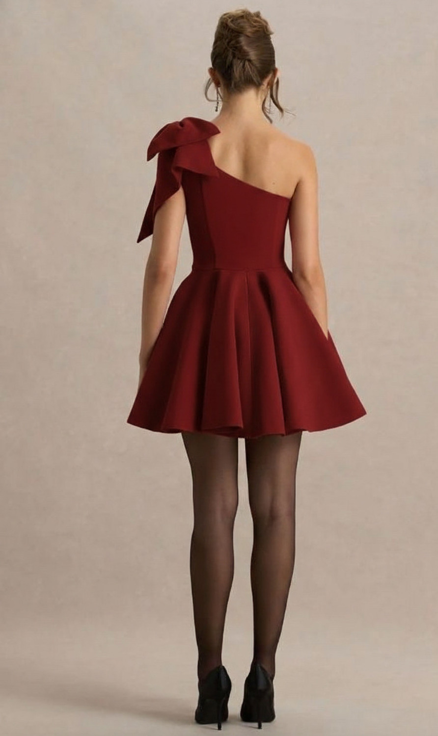 Image of Fashion Street London Women Fit and Flare Maroon Mini /Short Dress
