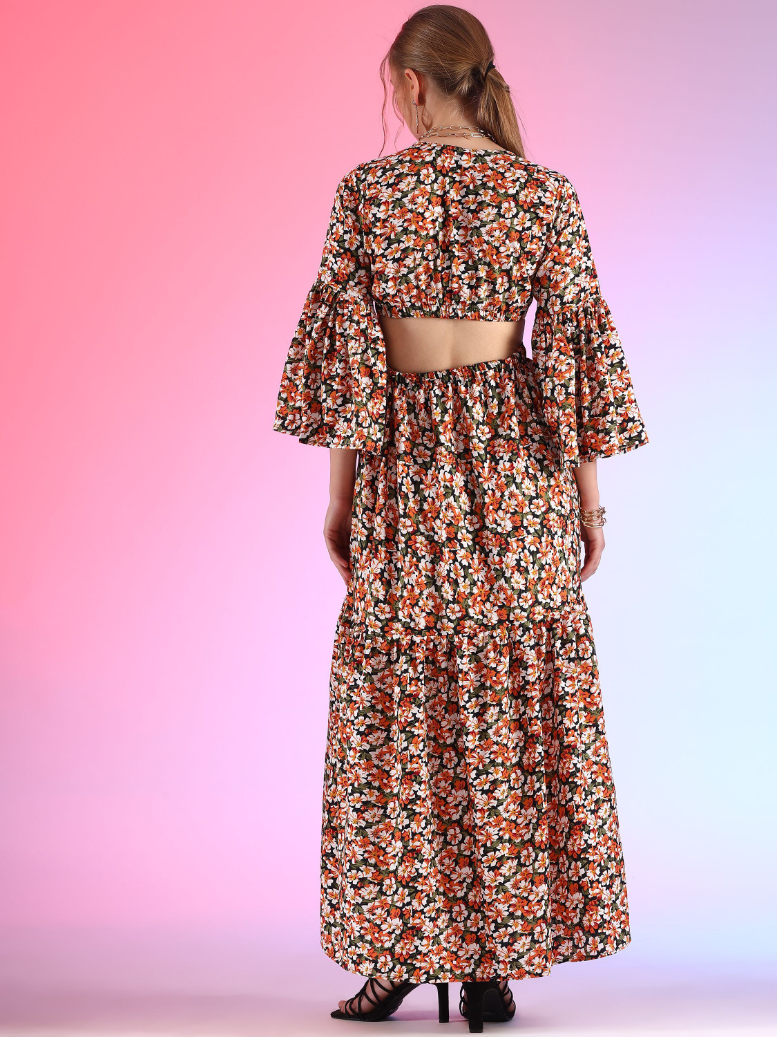 Image of Sheetal Associates Women Fit and Flare Multicolor Maxi /Full Length Dress