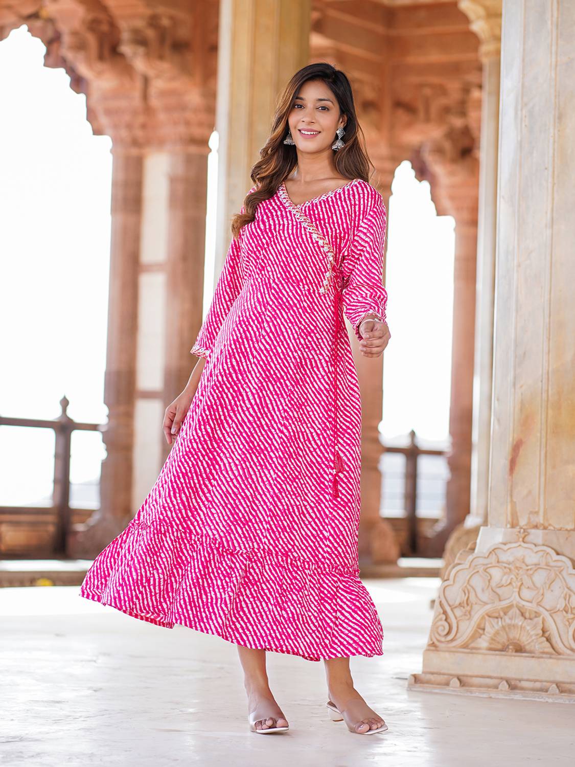jaitpuriya Women Maxi Pink Full Length Dress