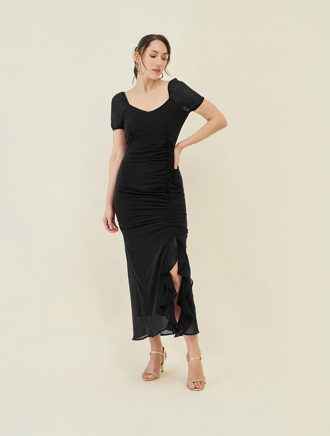 Image of AAYU Women Bodycon Black Maxi /Full Length Dress
