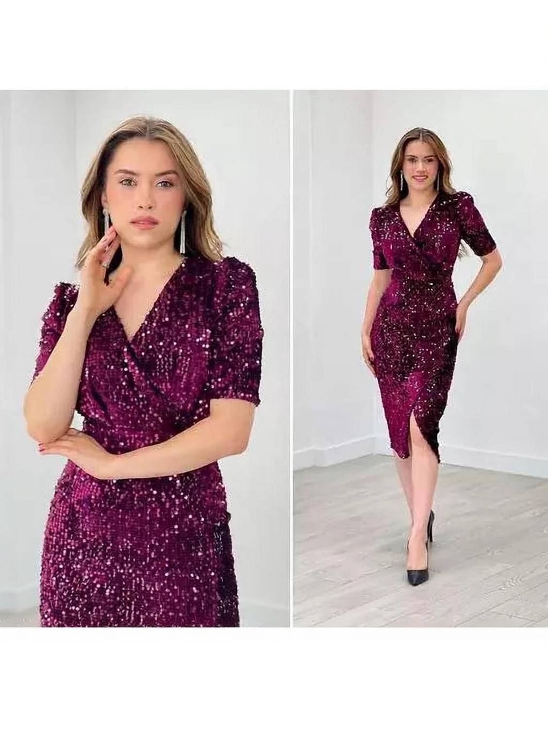 bomberie Women Bodycon Purple Midi/Calf Length Dress