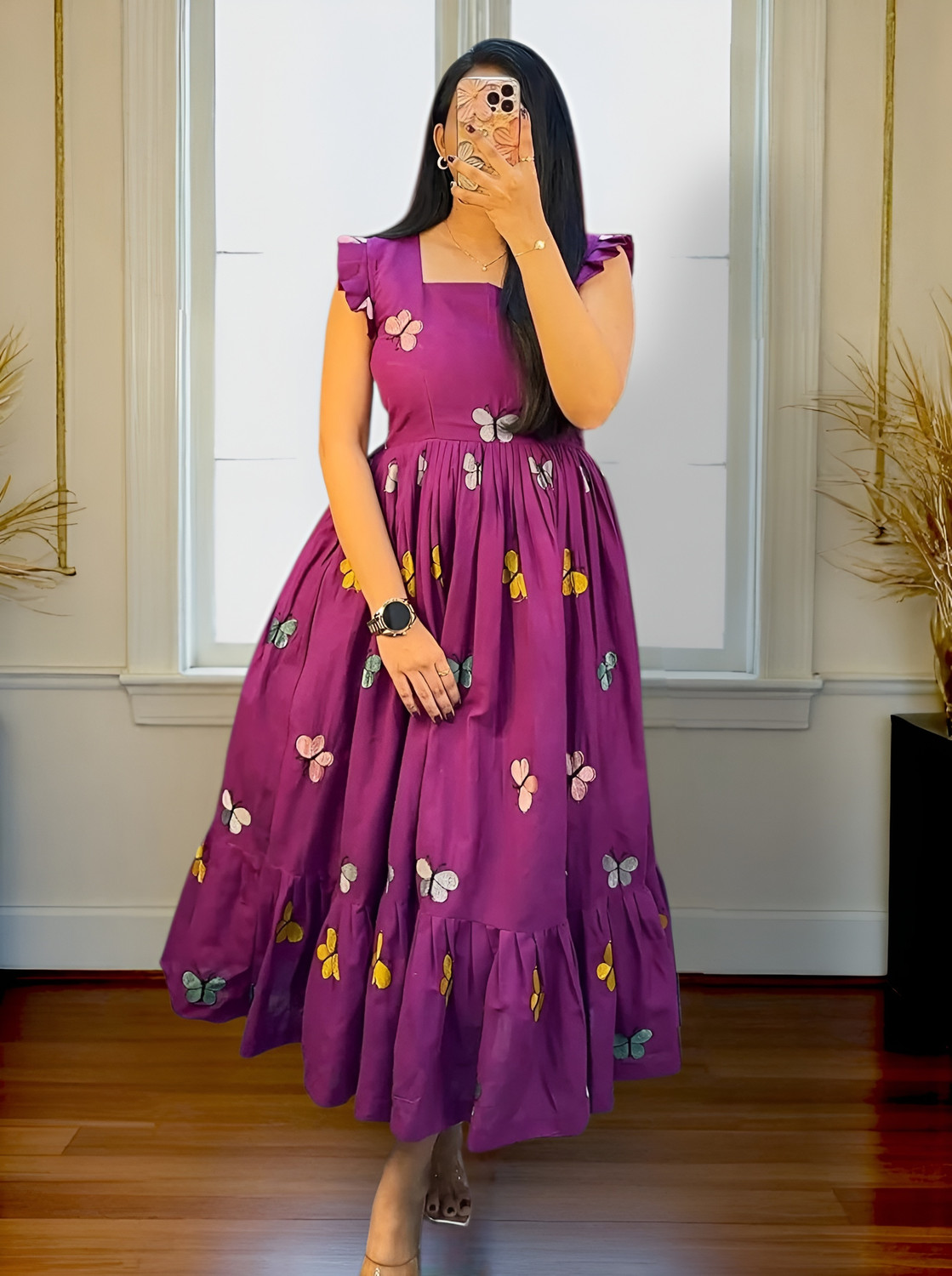 Image of Remorse Women Fit and Flare Purple Midi /Calf Length Dress