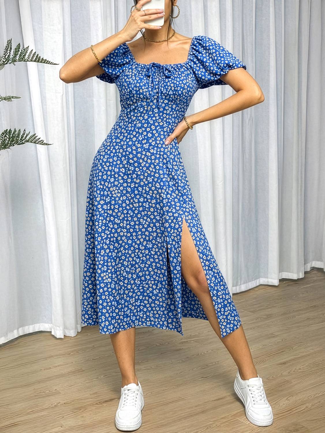 Aahwan Women Blue Fit and Flare Dress - Image 3