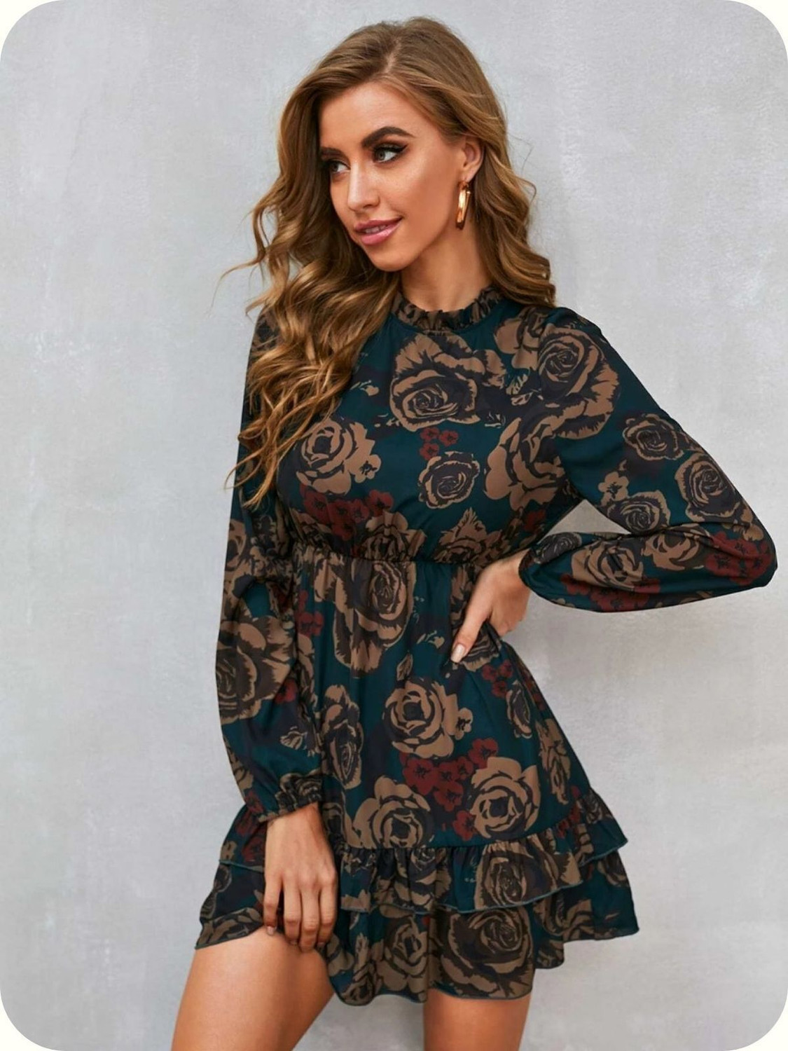 Image of Leriya Fashion Women Skater Dark Green Above Knee /Mid Thigh Length Dress