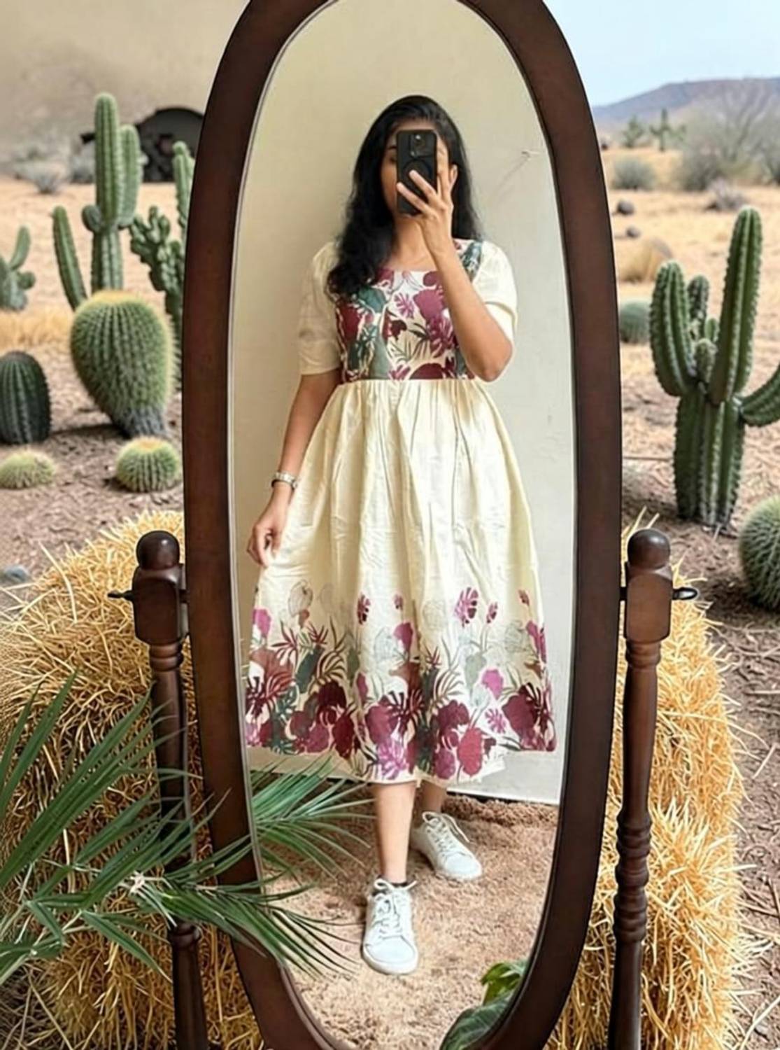 AtoZ Women Fit and Flare White Midi/Calf Length Dress