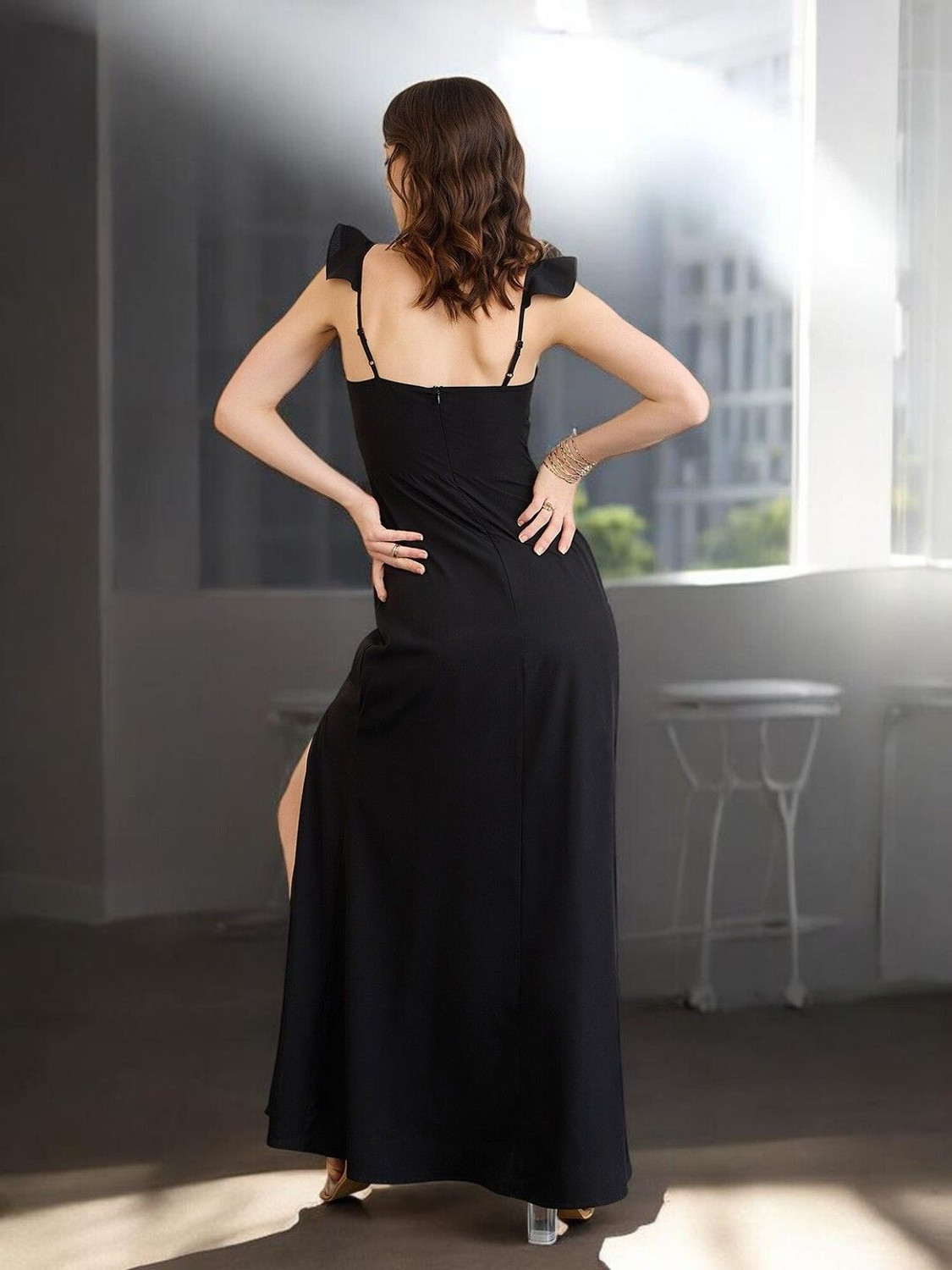 Image of Sfotyy Women Maxi Black Full Length Dress