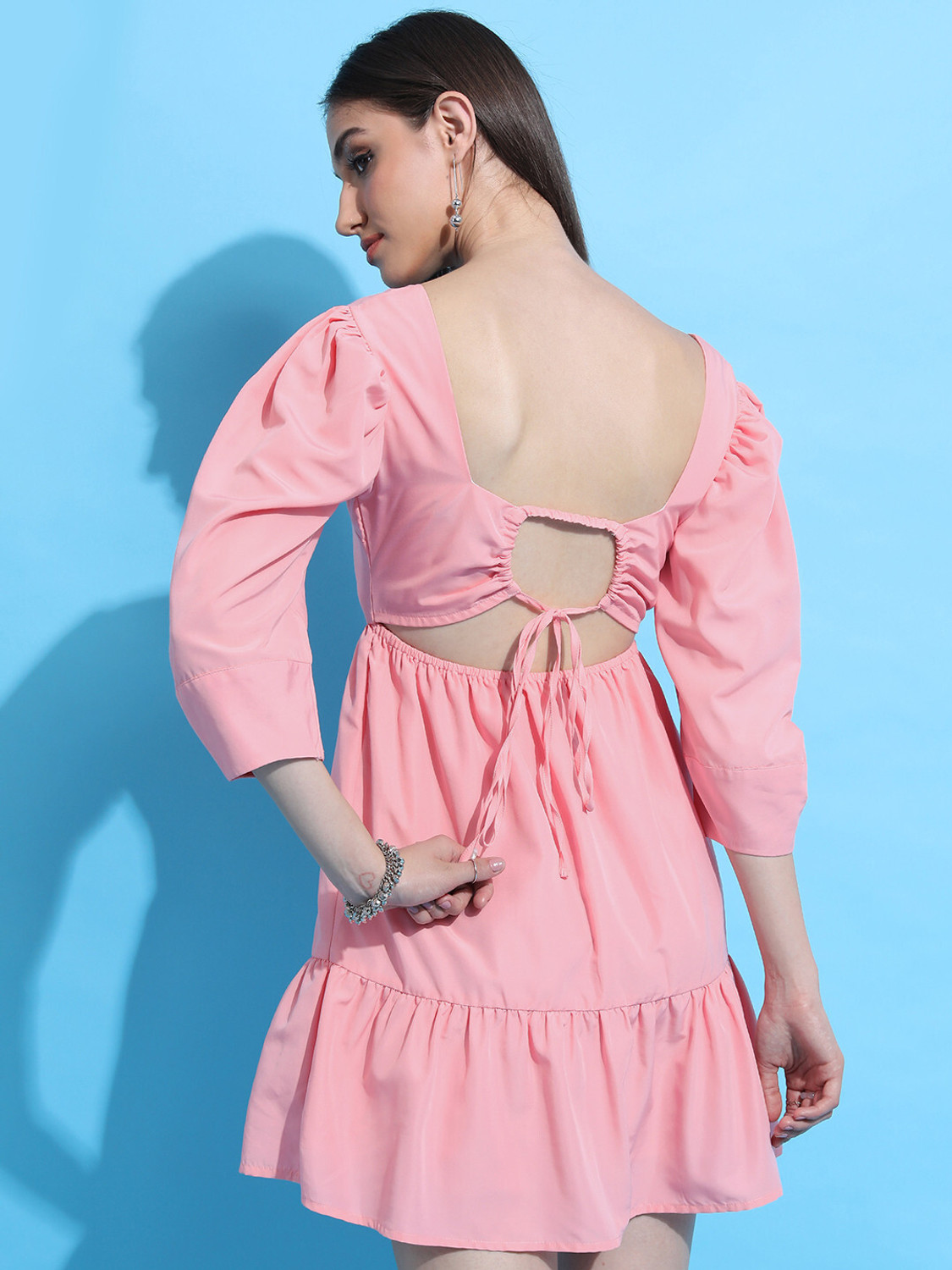 Image of Tokyo Talkies Women Fit and Flare Pink Mini /Short Dress
