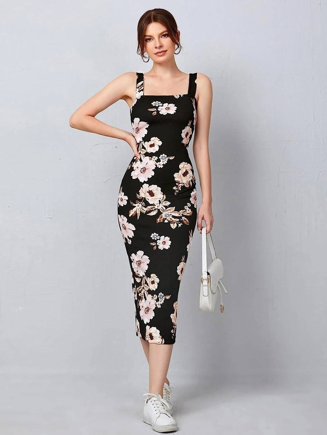 Road Rider Women Bodycon Black Below Knee Dress