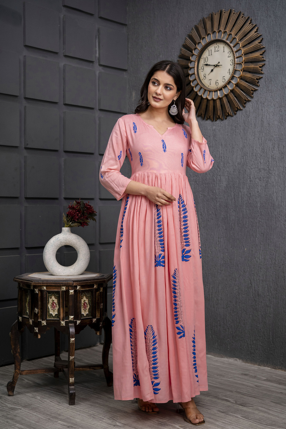 Image of NeeraFashion Women Gown Pink Maxi /Full Length Dress