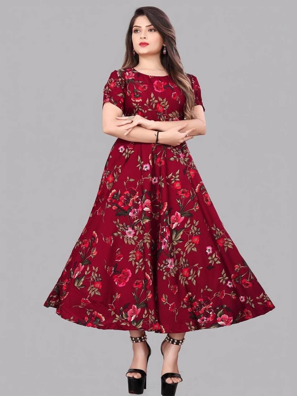 ANTRA Women A-line Multicolor Ankle Length Dress