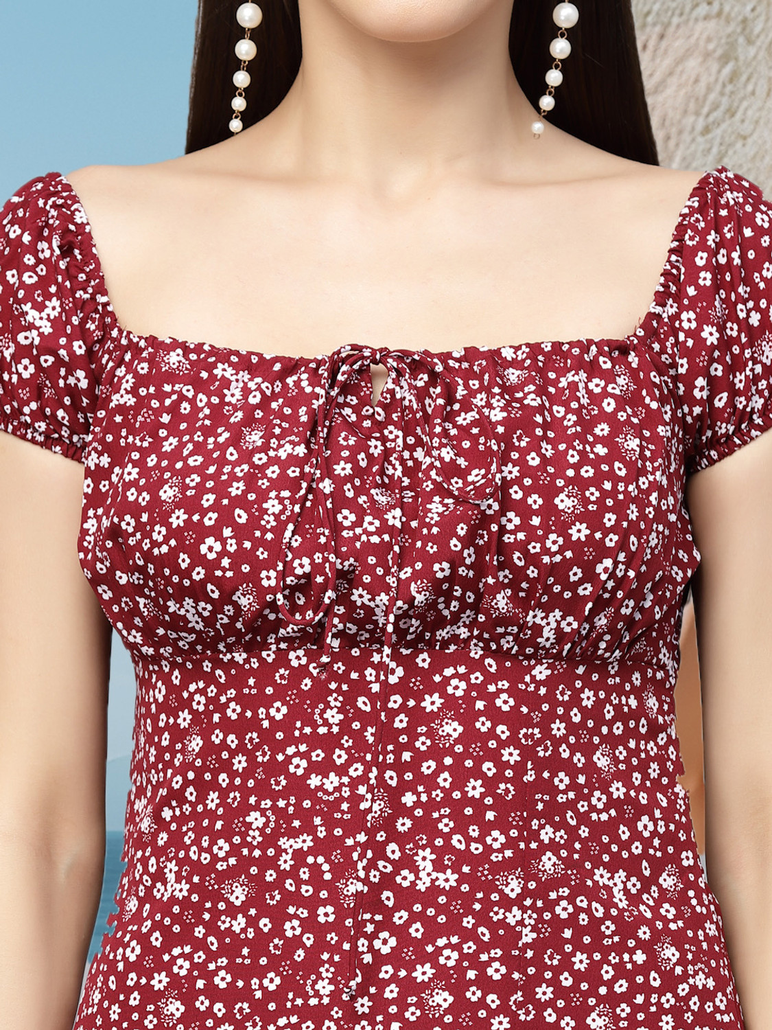 Image of AAYU Women A-line Maroon Midi /Calf Length Dress