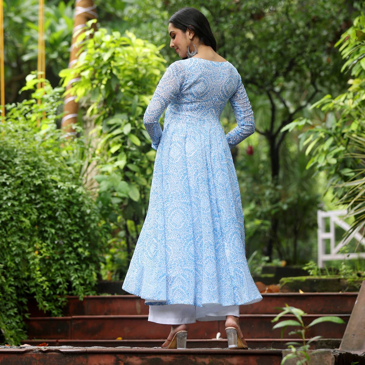 Toochki Women Printed Flared Kurta (Blue) - Image 3