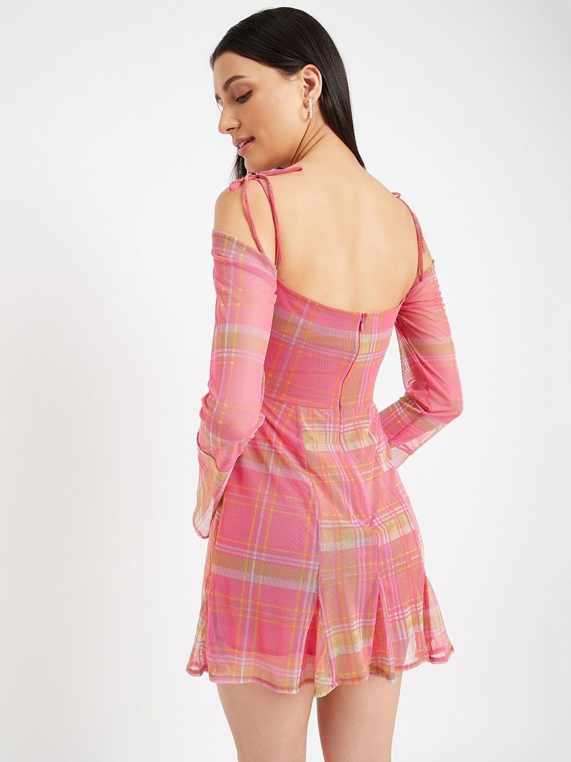 Image of DRAPE AND DAZZLE Women Fit and Flare Pink Mini /Short Dress