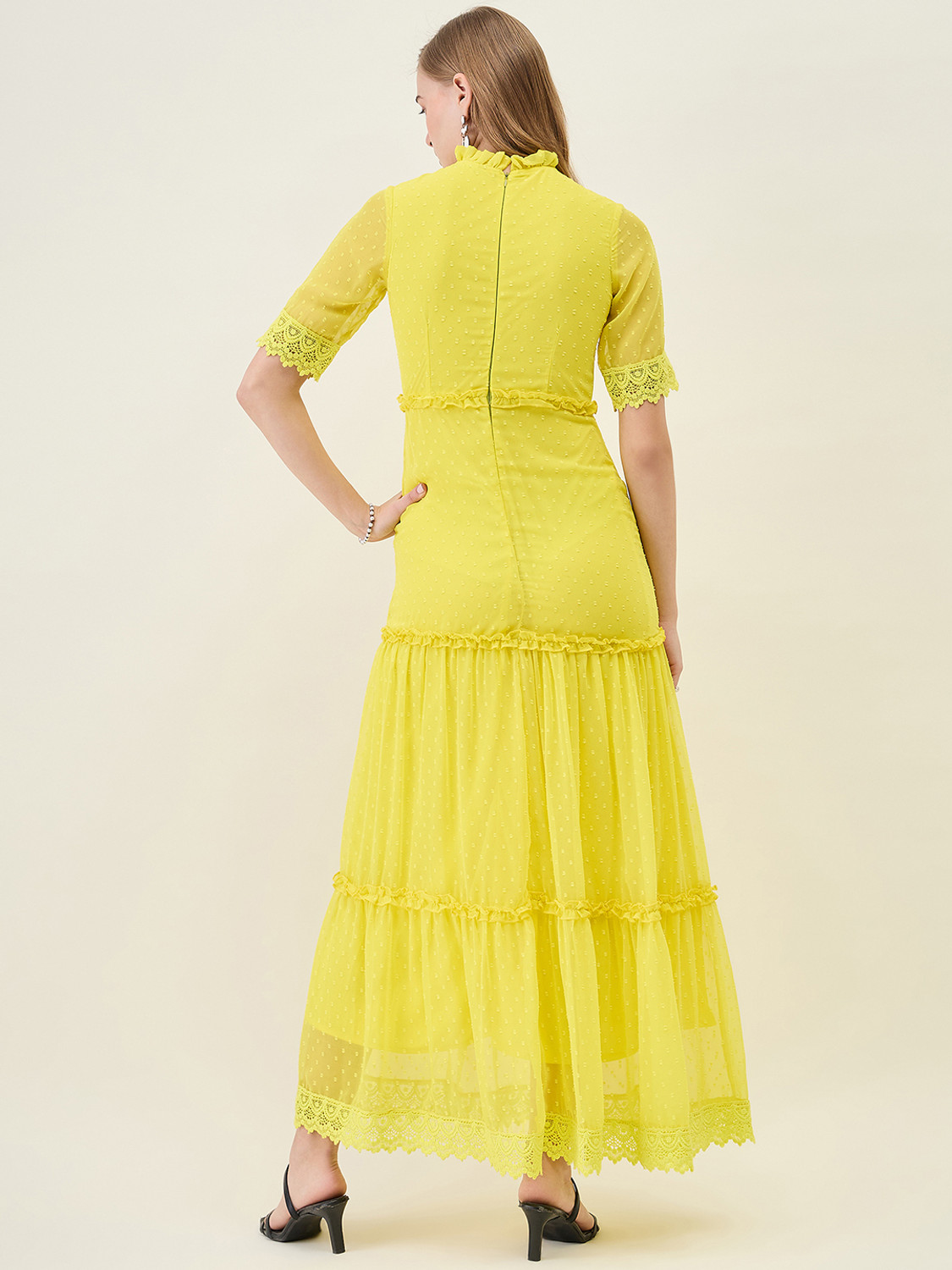 Image of AAYU Women Layered Green Maxi /Full Length Dress
