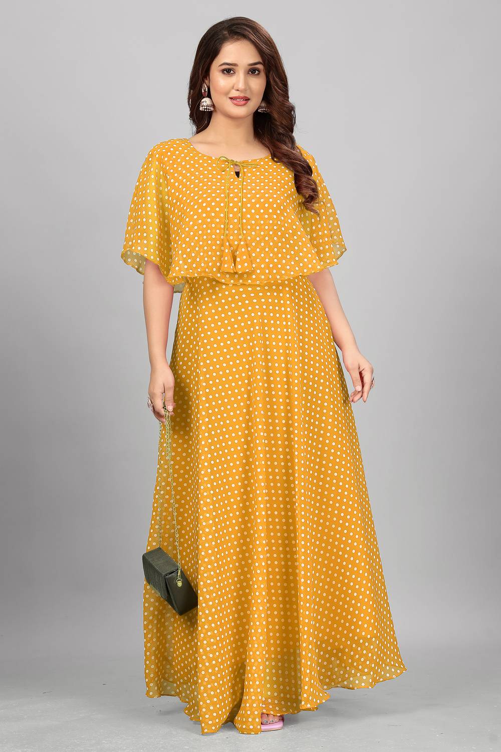3Buddy Fashion Women Fit and Flare Yellow Maxi/Full Length Dress