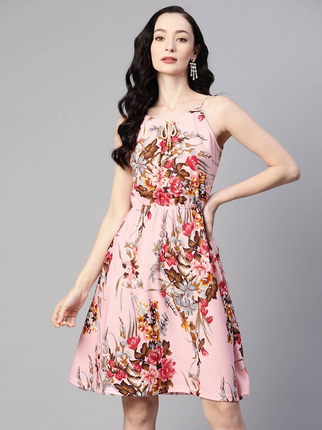 Arriva Fab Women Fit and Flare White Knee Length Dress