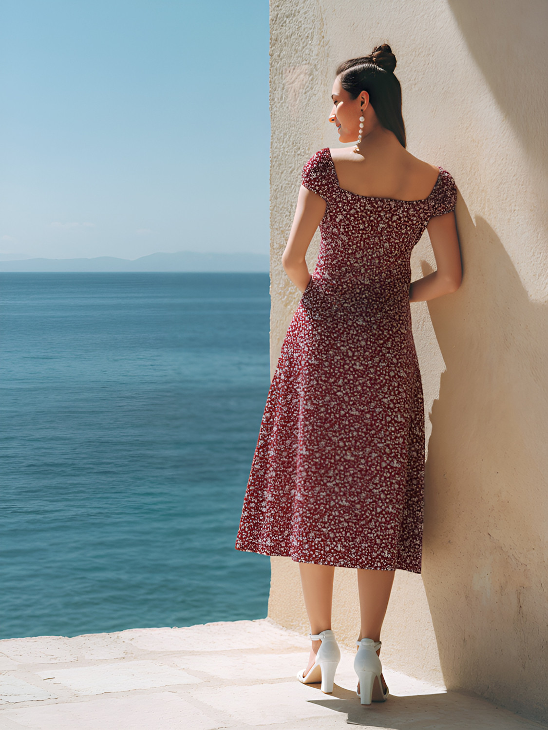 Image of AAYU Women A-line Maroon Midi /Calf Length Dress
