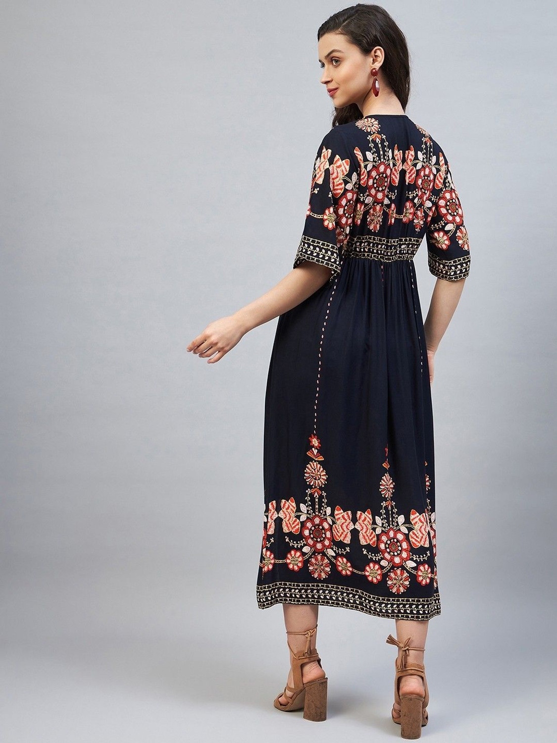 Image of STYLESTONE Women Maxi Multicolor Midi /Calf Length Dress