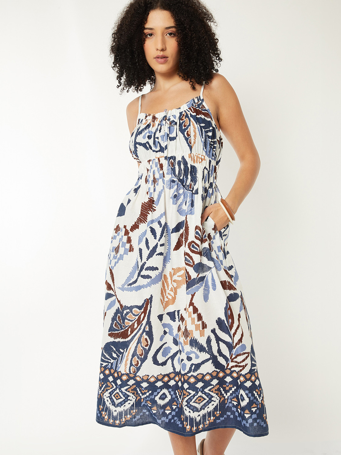 Image of MAX Women A-line Multicolor Below Knee Dress