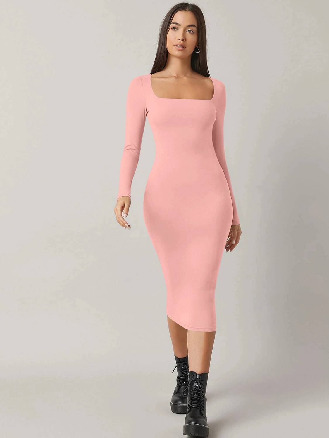 Alekya Women Bodycon Pink Midi/Calf Length Dress