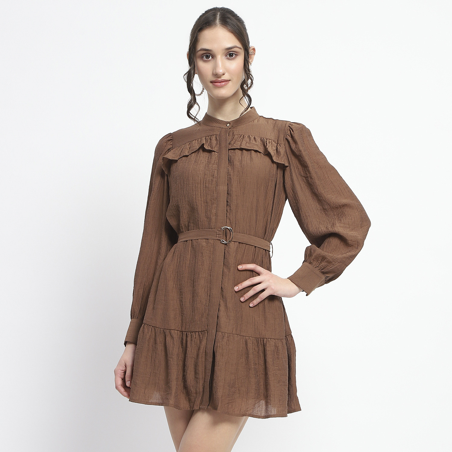 Image of MADAME Women A-line Brown Midi /Calf Length Dress