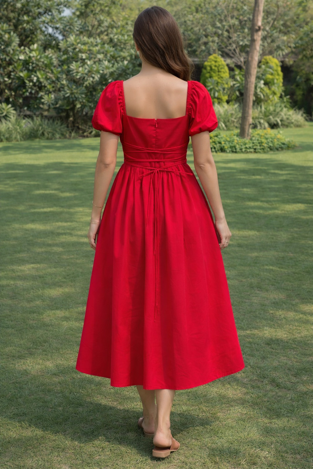 Image of SoniyasKurti Women Fit and Flare Red Midi /Calf Length Dress