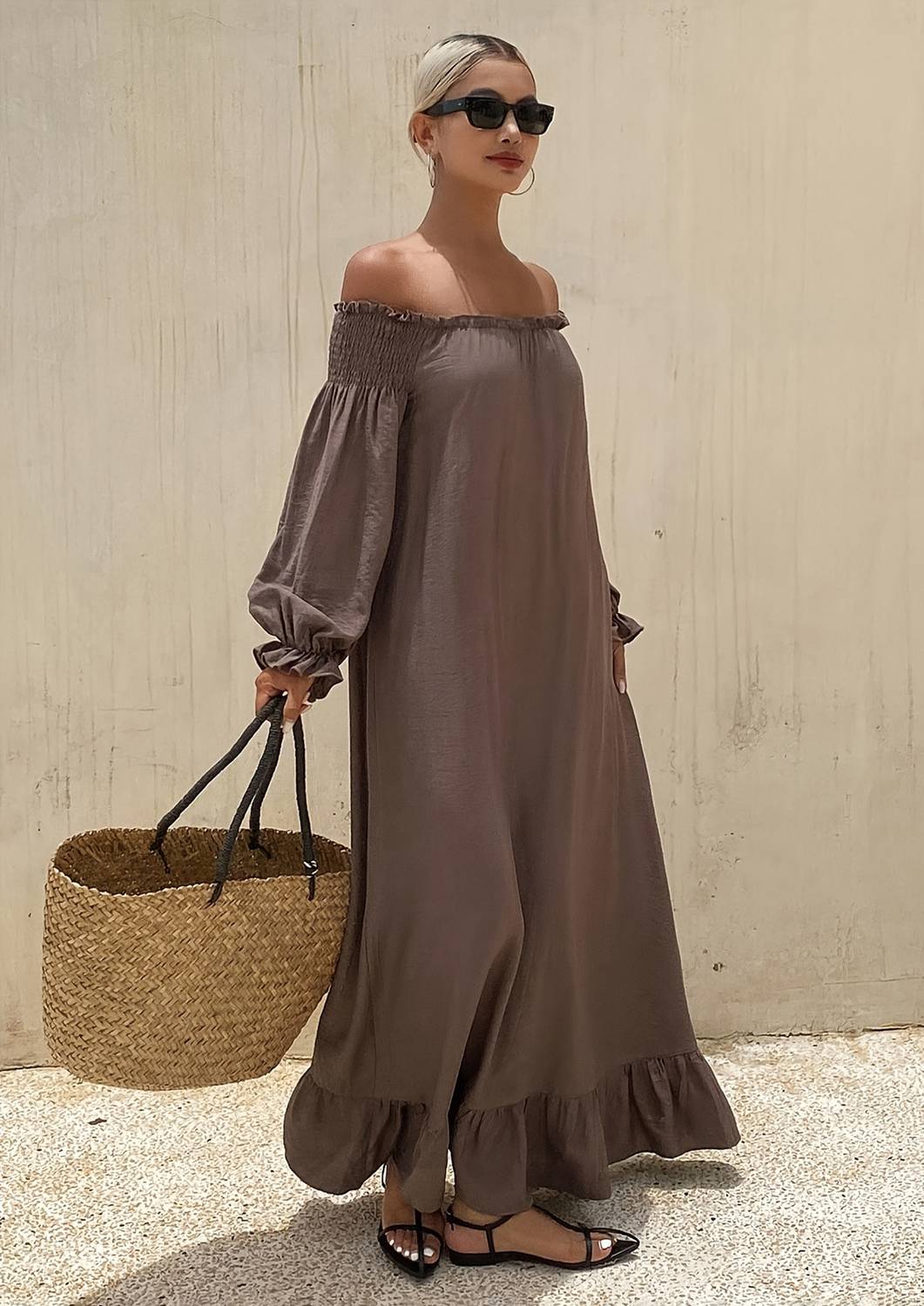 LULU & SKY Women A-line Brown Maxi/Full Length Dress - Buy LULU & SKY Women  A-line Brown Maxi/Full Length Dress Online at Best Prices in India |  Flipkart.com