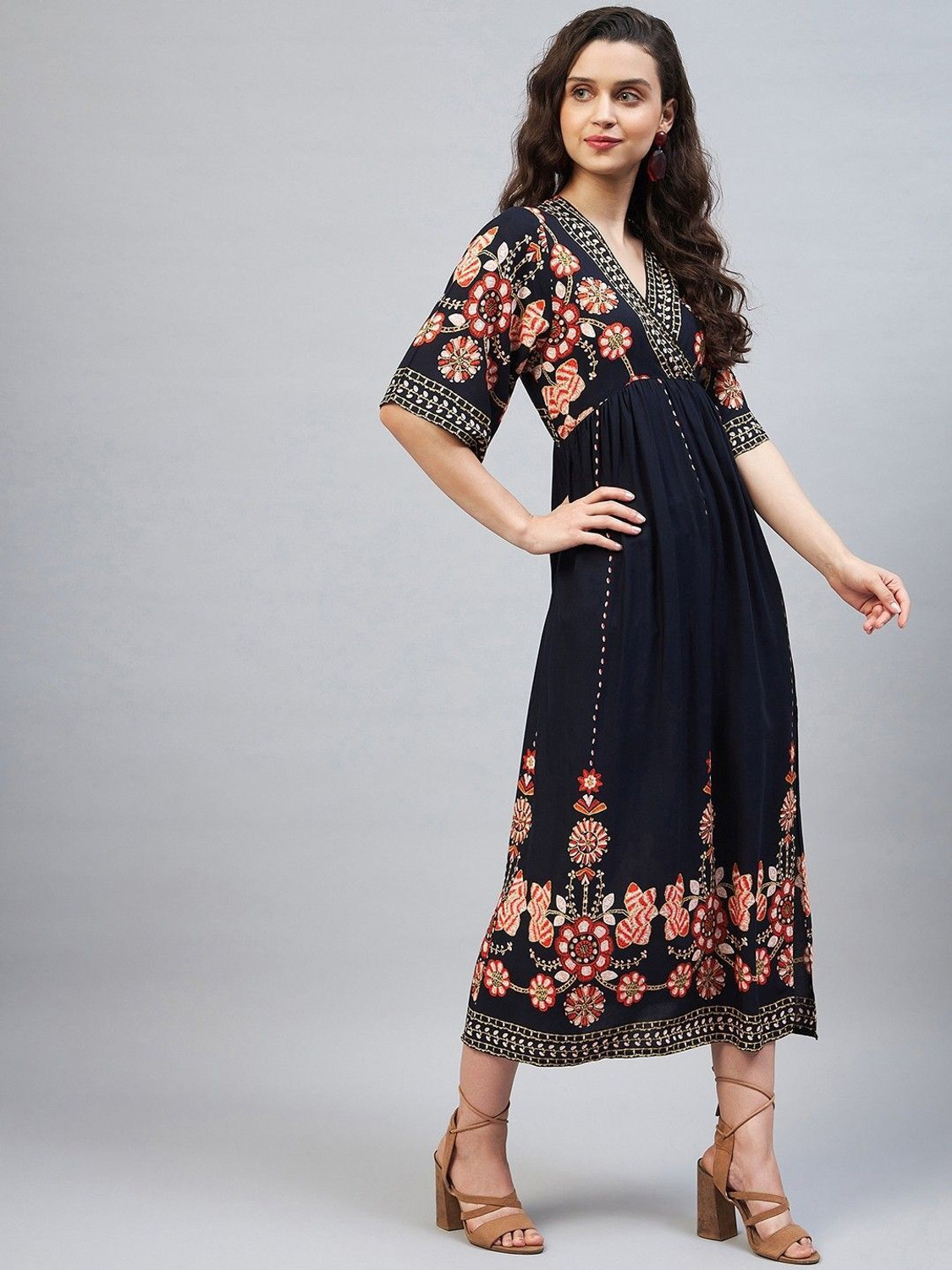 Image of STYLESTONE Women Maxi Multicolor Midi /Calf Length Dress