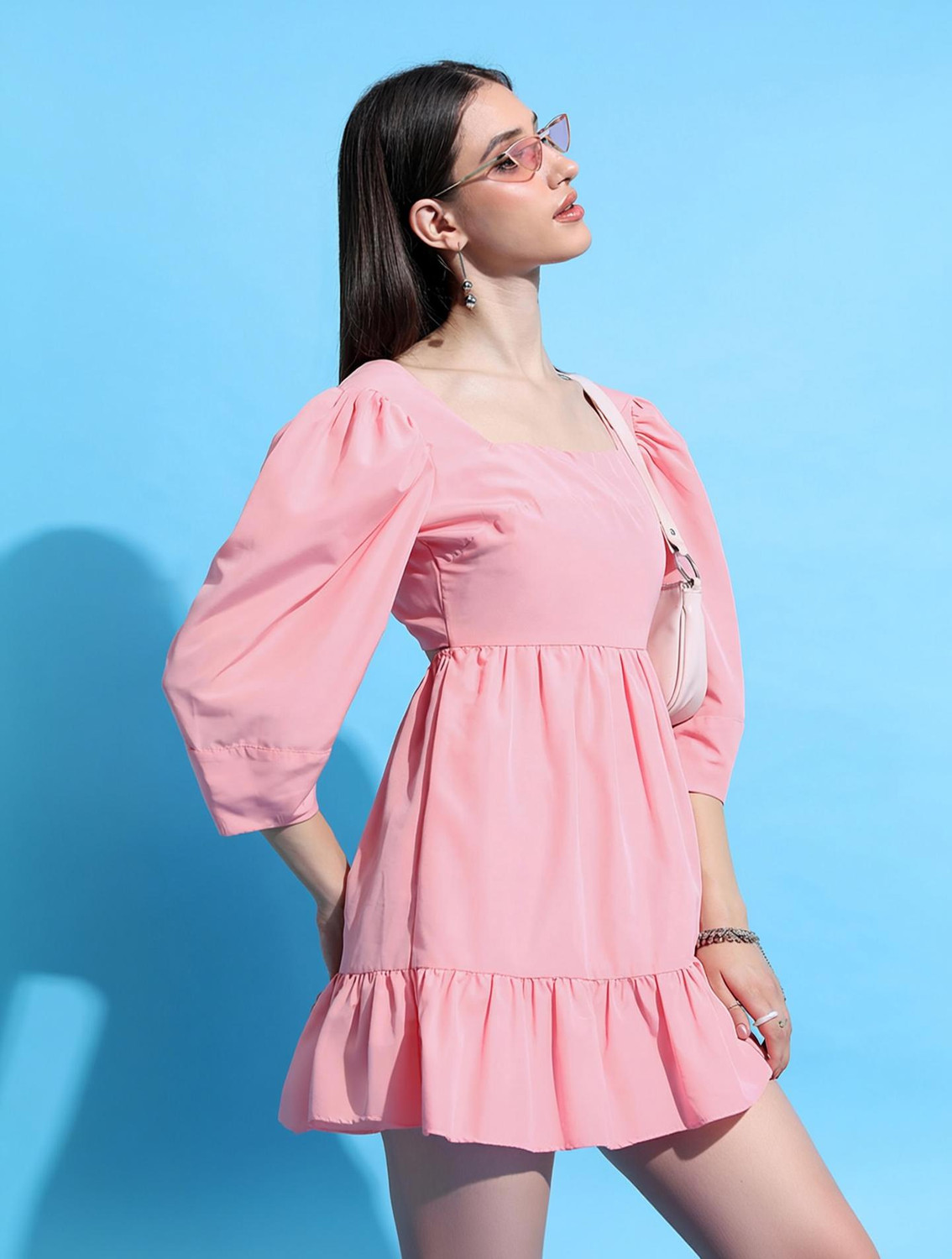 Image of Tokyo Talkies Women Fit and Flare Pink Mini /Short Dress