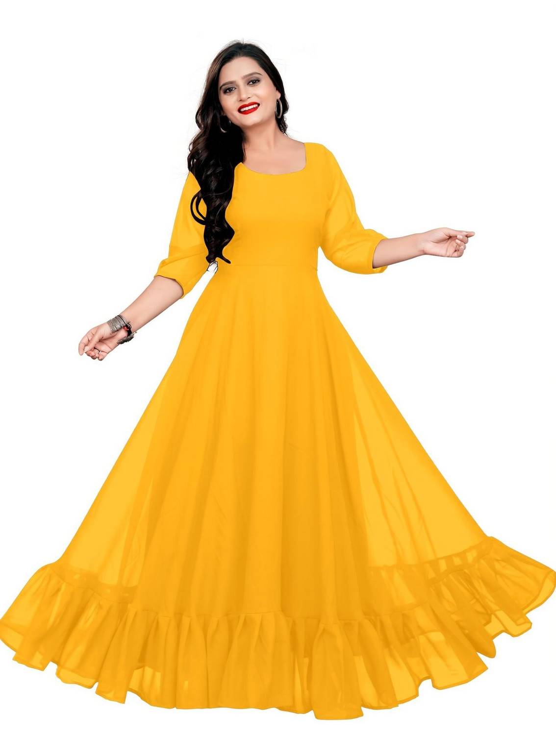 ICYNOSURE Women A-line Yellow Maxi/Full Length Dress