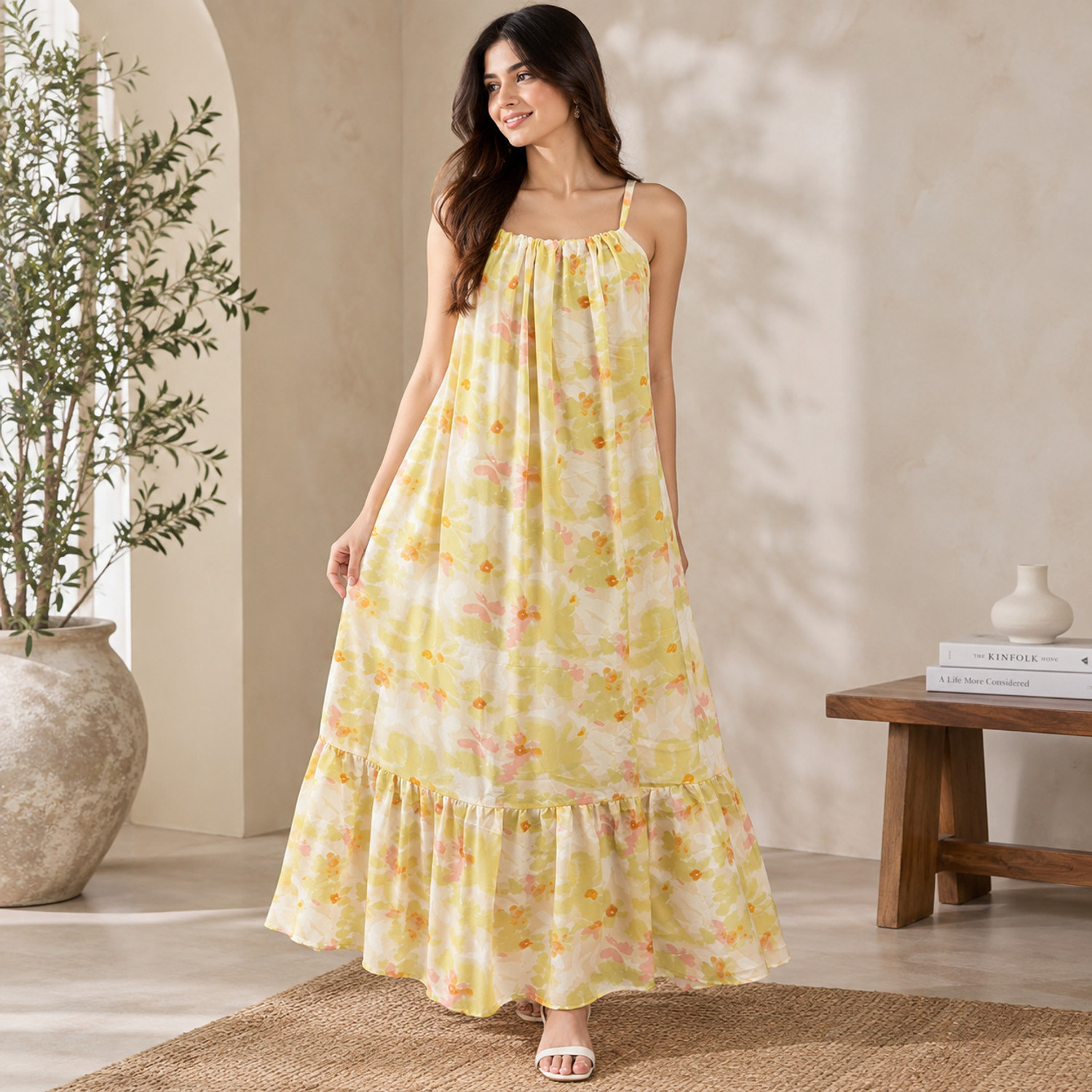 Image of ANBA Women Tiered Multicolor Maxi /Full Length Dress