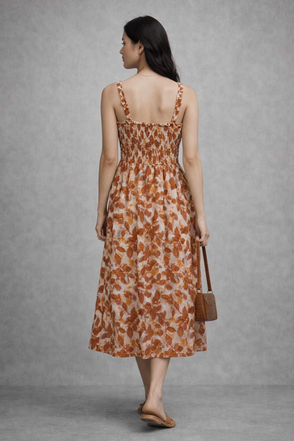 Image of JKMisti Women Fit and Flare Brown Midi /Calf Length Dress