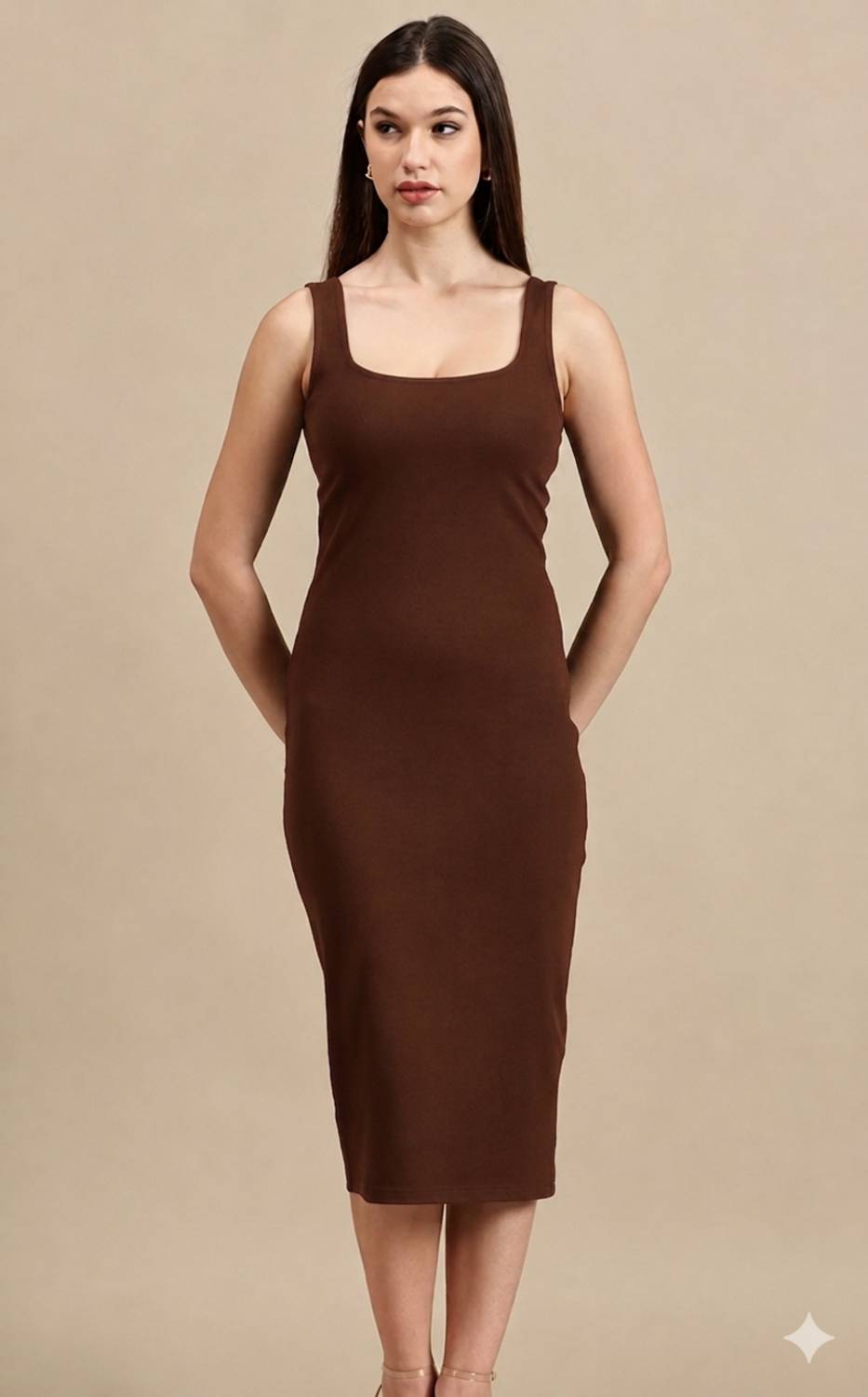 KANISHKAFASION Women Bodycon Brown Maxi/Full Length Dress