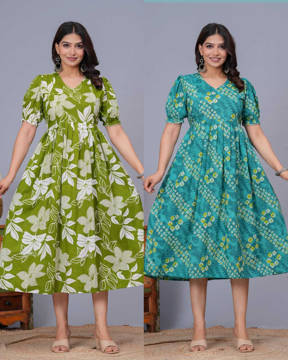 Image of Yuwan Women Maxi Green, Light Green Below Knee Dress